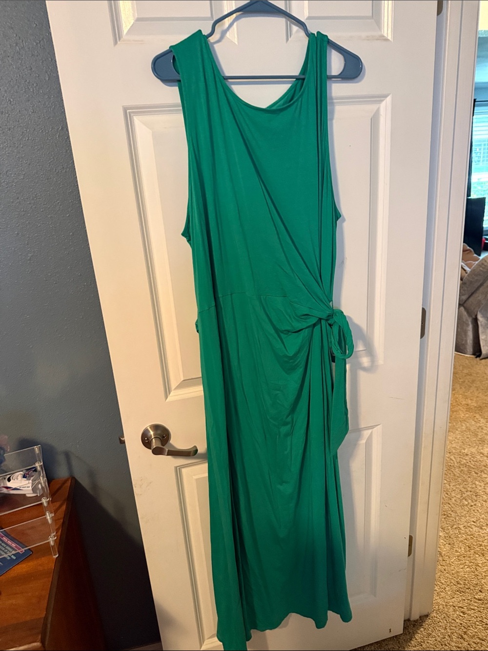 Lands' End Green Sleeveless Tie-Side Maxi Dress